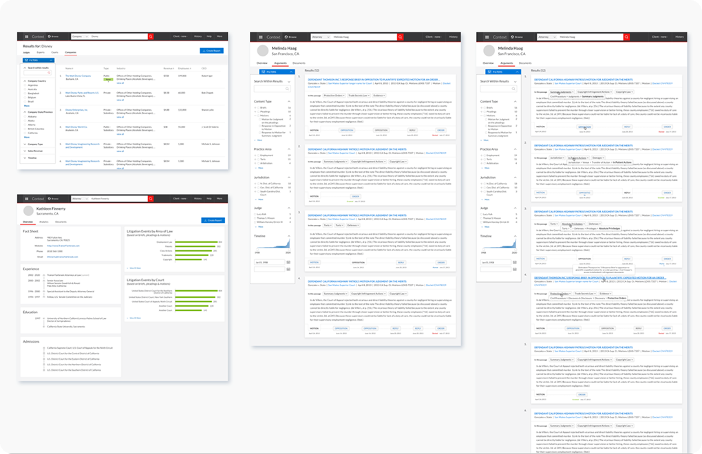 LexisNexis Attorney Analytics interface